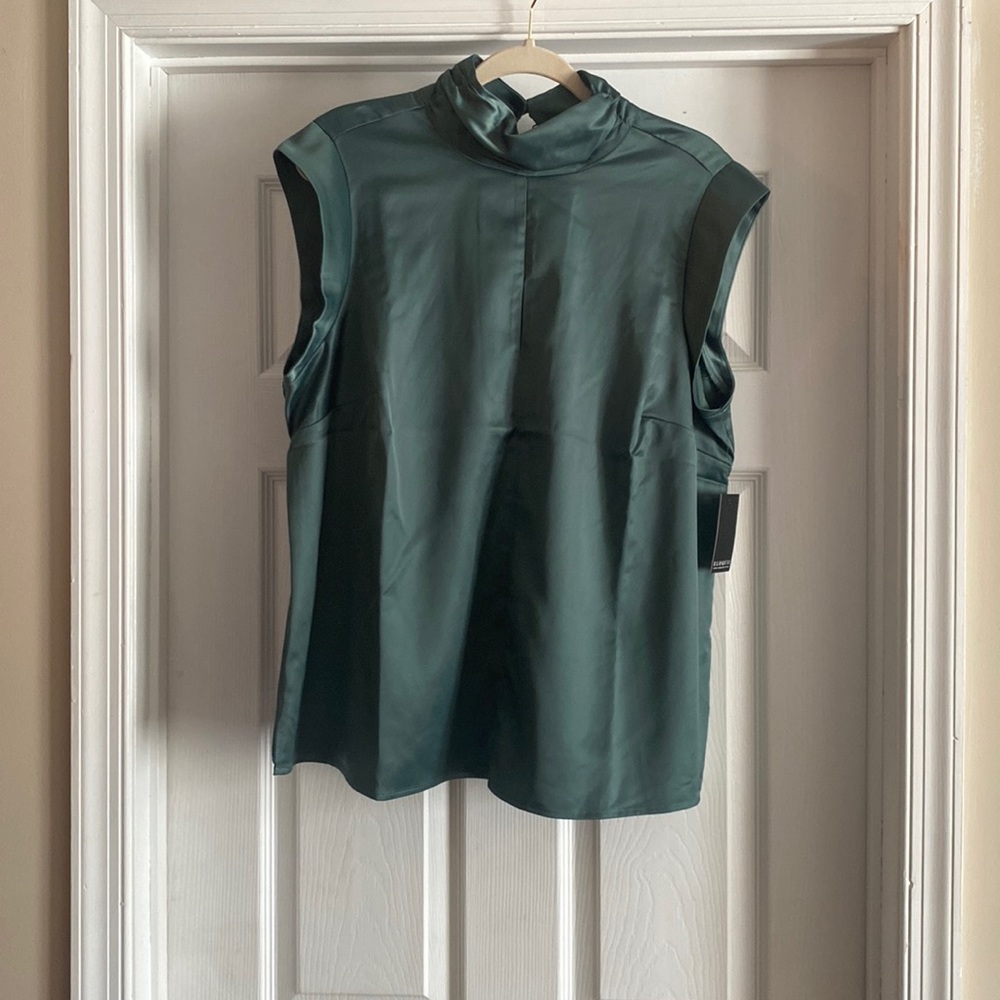 NWT Eloquii Sea Green Satin Sleeveless Blouse